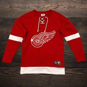 Detroit Red Wings NHL Fanatics Breakaway Size S Lace Up Crew Pullover Sweatshirt